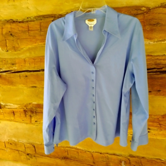Talbots Tops - Talbots Blue Wrinkle Resistant Stretch Cotton Button Down Shirt Size 20W